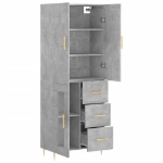 Credenza Grigio Cemento 69,5x34x180 cm in Legno Multistrato