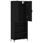 Credenza Nera 69,5x34x180 cm in Legno Multistrato