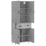 Credenza Grigio Cemento 69,5x34x180 cm in Legno Multistrato