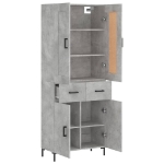 Credenza Grigio Cemento 69,5x34x180 cm in Legno Multistrato
