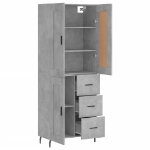 Credenza Grigio Cemento 69,5x34x180 cm in Legno Multistrato