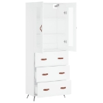 Credenza Bianca 69,5x34x180 cm in Legno Multistrato