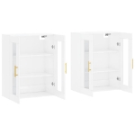 Armadietti a Parete 2 pz Bianco Lucido in Legno Multistrato