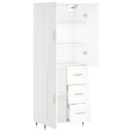 Credenza Bianca 69,5x34x180 cm in Legno Multistrato