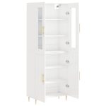 Credenza Bianco Lucido 69,5x34x180 cm in Legno Multistrato