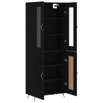 Credenza Nera 69,5x34x180 cm in Legno Multistrato