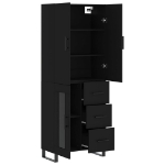 Credenza Nera 69,5x34x180 cm in Legno Multistrato
