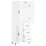Credenza Bianca 69,5x34x180 cm in Legno Multistrato