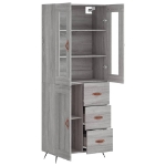 Credenza Grigio Sonoma 69,5x34x180 cm in Legno Multistrato