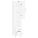 Credenza 34,5x34x180 cm in Legno Multistrato Bianco Lucido