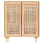 Credenza Marrone 60x30x70cm Legno Massello Pino Rattan Naturale