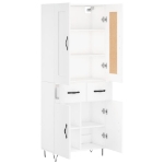 Credenza Bianca 69,5x34x180 cm in Legno Multistrato