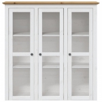 Credenza BODO 115,5x43x200,5 cm Massello Pino Bianco e Marrone