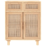 Credenza Marrone 60x30x75cm Legno Massello Pino Rattan Naturale