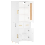 Credenza Bianca 69,5x34x180 cm in Legno Multistrato