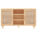 Credenza Marrone 105x30x60cm Massello di Pino e Rattan Naturale