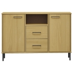 Credenza Gambe Metallo Marrone 113x40x77 cm Legno Massello OSLO