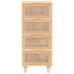Credenza Marrone 40x30x90cm Legno Massello Pino Rattan Naturale