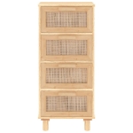 Credenza Marrone 40x30x90cm Legno Massello Pino Rattan Naturale