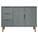 Credenza MOLDE Grigia 113x40x80 cm in Legno Massello di Pino