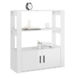 Credenza Bianco Lucido 80x30x90 cm in Legno Multistrato