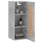 Mobile a Parete Grigio Cemento 34,5x34x90 cm Legno Multistrato