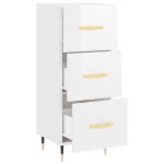 Credenza Bianco Lucido 34,5x34x90 cm in Legno Multistrato