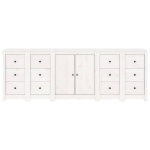 Credenza Bianca 230x35x80 cm in Legno Massello di Pino