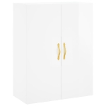 Credenza Bianco Lucido 69,5x34x180 cm in Legno Multistrato