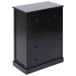 Credenza con 10 Cassetti Nera 113x30x79 cm in Legno