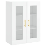Credenza Bianco Lucido 69,5x34x180 cm in Legno Multistrato