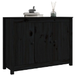 Credenza Nera 100x35x74 cm in Legno Massello di Pino