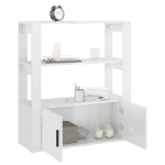 Credenza Bianco Lucido 80x30x90 cm in Legno Multistrato