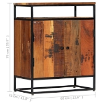 Credenza 60x35x76 cm in Legno Massello di Recupero e Acciaio