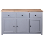 Credenza Grigia 135x40x80 cm in Legno Massello di Pino Panama