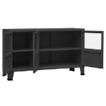 Credenza Antracite Industriale 105x35x62 cm in Metallo e Vetro