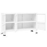 Credenza Bianca Industriale 105x35x62 cm in Metallo e Vetro