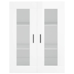 Credenza Bianco Lucido 69,5x34x180 cm in Legno Multistrato