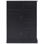 Credenza con 10 Cassetti Nera 113x30x79 cm in Legno