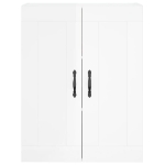 Credenza Bianco Lucido 69,5x34x180 cm in Legno Multistrato