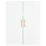 Credenza Bianco Lucido 69,5x34x180 cm in Legno Multistrato