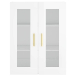 Credenza Bianco Lucido 69,5x34x180 cm in Legno Multistrato