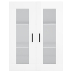 Credenza Bianco Lucido 69,5x34x180 cm in Legno Multistrato