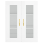 Credenza Bianco Lucido 69,5x34x180 cm in Legno Multistrato