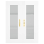 Credenza Bianco Lucido 69,5x34x180 cm in Legno Multistrato