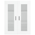 Credenza Bianco Lucido 69,5x34x180 cm in Legno Multistrato