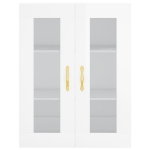 Credenza Bianco Lucido 69,5x34x180 cm in Legno Multistrato