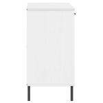 Credenza Gambe Metallo Bianco 113x40x77 cm Legno Massello OSLO