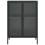 Credenza Nera 75x35x105 cm Vetro e Acciaio