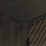 Credenza con 2 Ante Nero e Oro 55x30x75 cm Legno Massello Mango